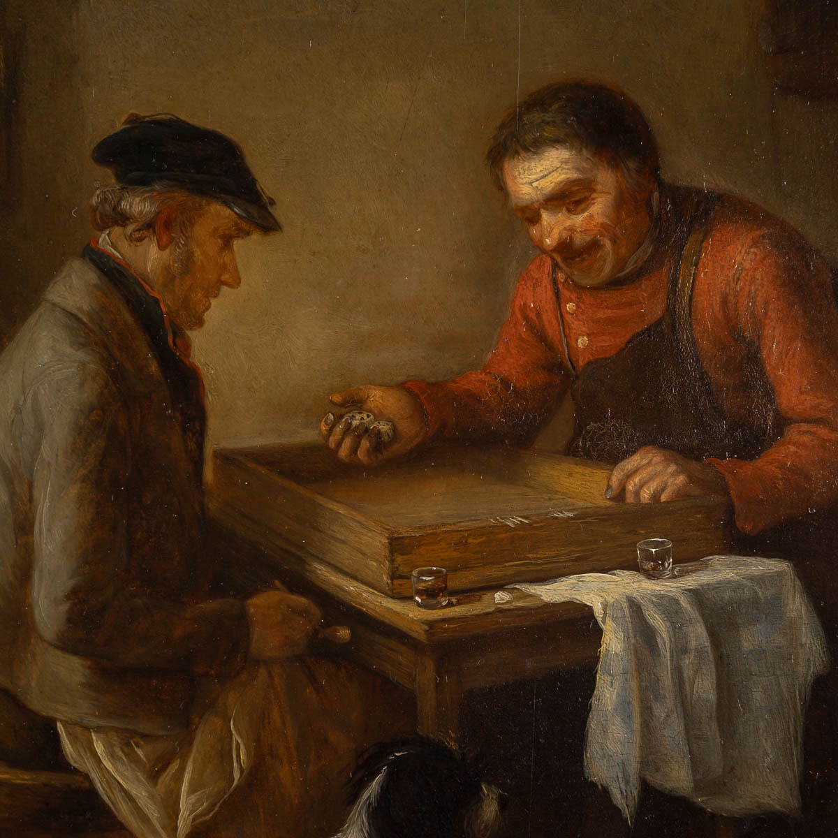 Zacharie Noterman (1820-1890) The Dice Players And The Dog Oil On Wood Circa 1842-photo-1