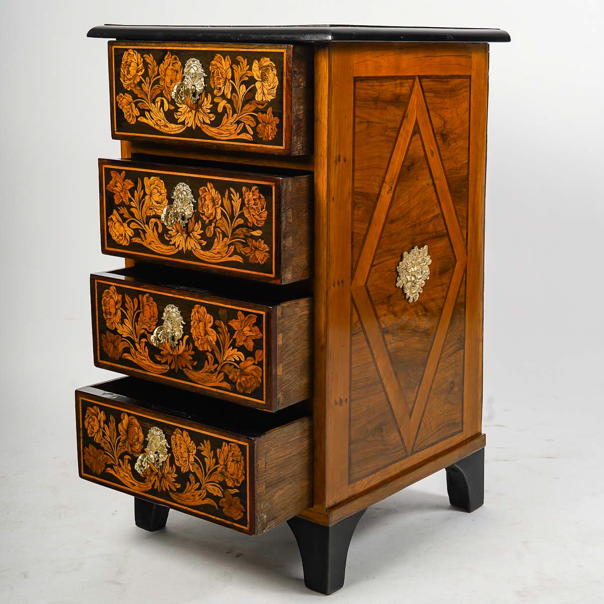 Chiffonnier En Marqueterie à Décor De Fleurs Et D’oiseaux époque Louis XIV Vers 1700-photo-1