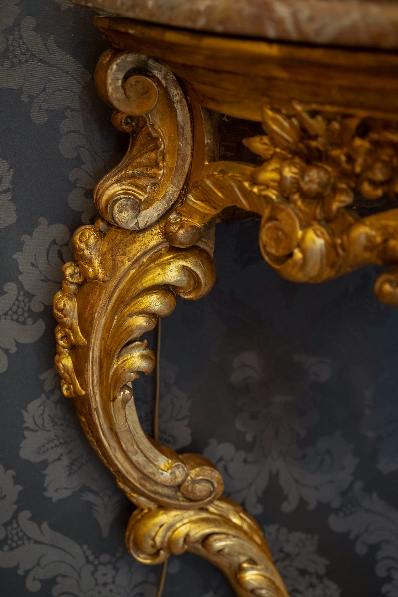 Console En Bois Sculpté Et Doré à Décor Rocaille Italie Fin Du XVIIIème Siècle-photo-3