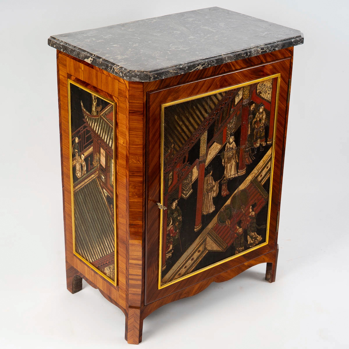 Jacques-antoine Leclerc (1744-1792): Louis XVI Coromandel Lacquer Paneled In-between Cabinet