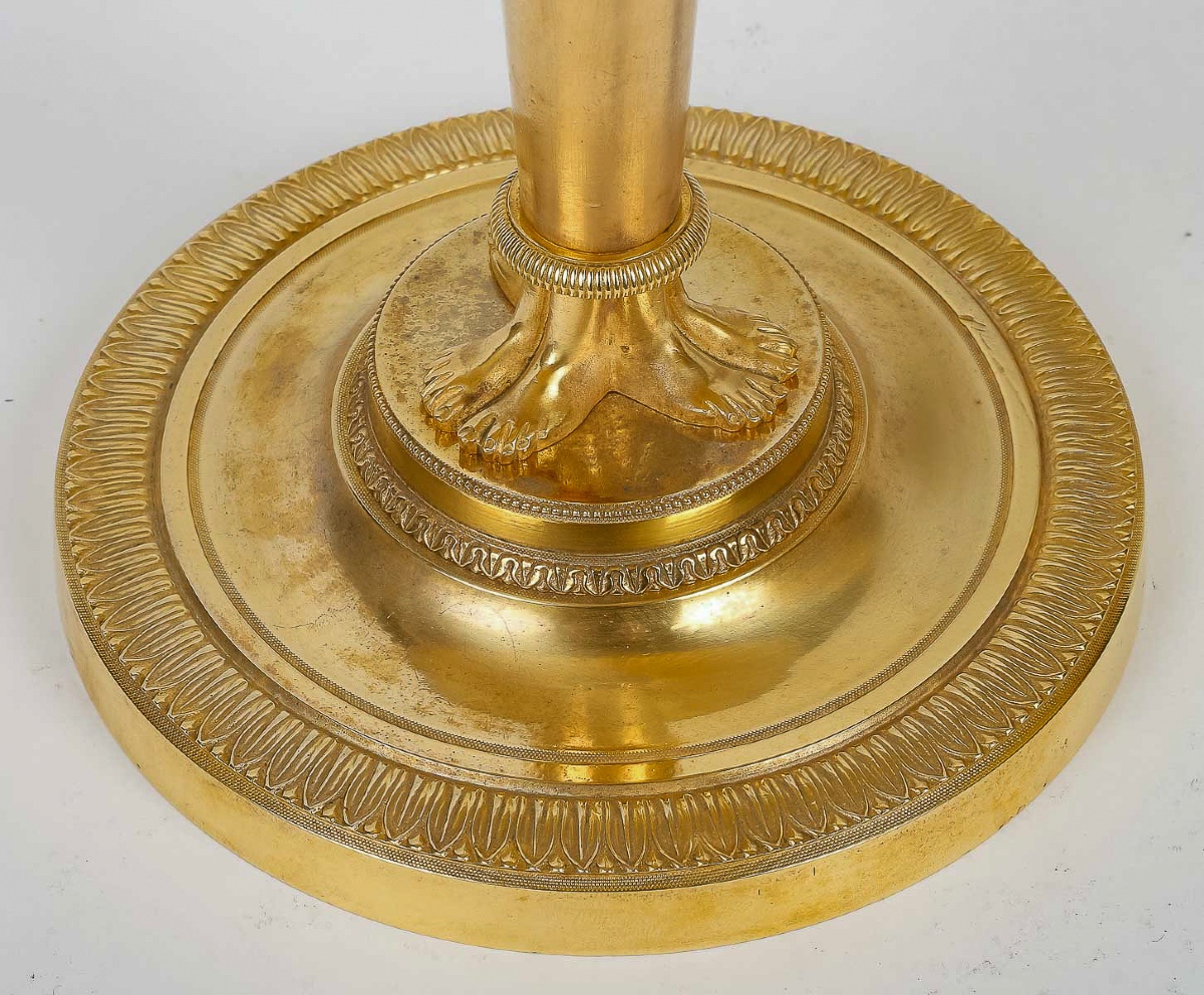 Paire De Flambeaux Aux Bustes De Femmes Attribuée à Claude Galle Vers 1810, Montée En Lampes-photo-3