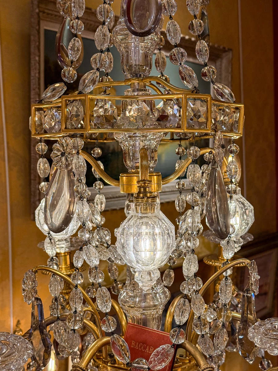 Louis XVI Style, Marie-antoinette Chandelier In Gilt Bronze With Crystal Decor By Baccarat-photo-4