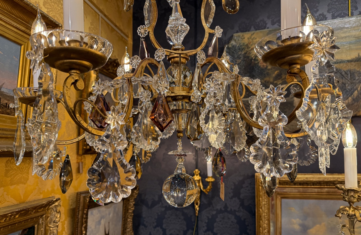 Gilded Iron And Cut Crystal Chandelier By Maison Baguès, Circa 1920-photo-4
