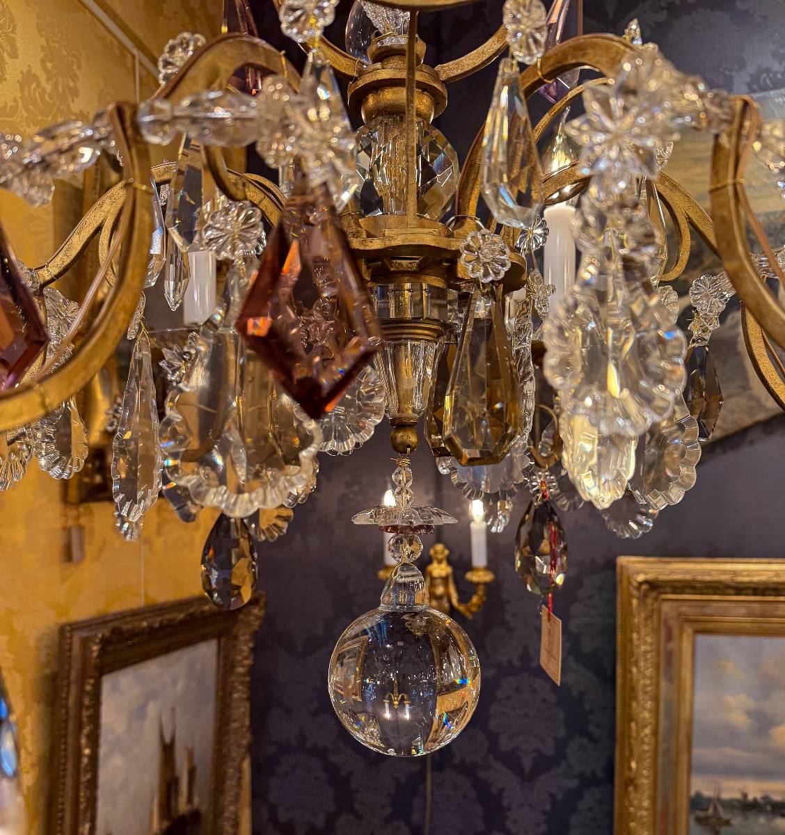 Gilded Iron And Cut Crystal Chandelier By Maison Baguès, Circa 1920-photo-5