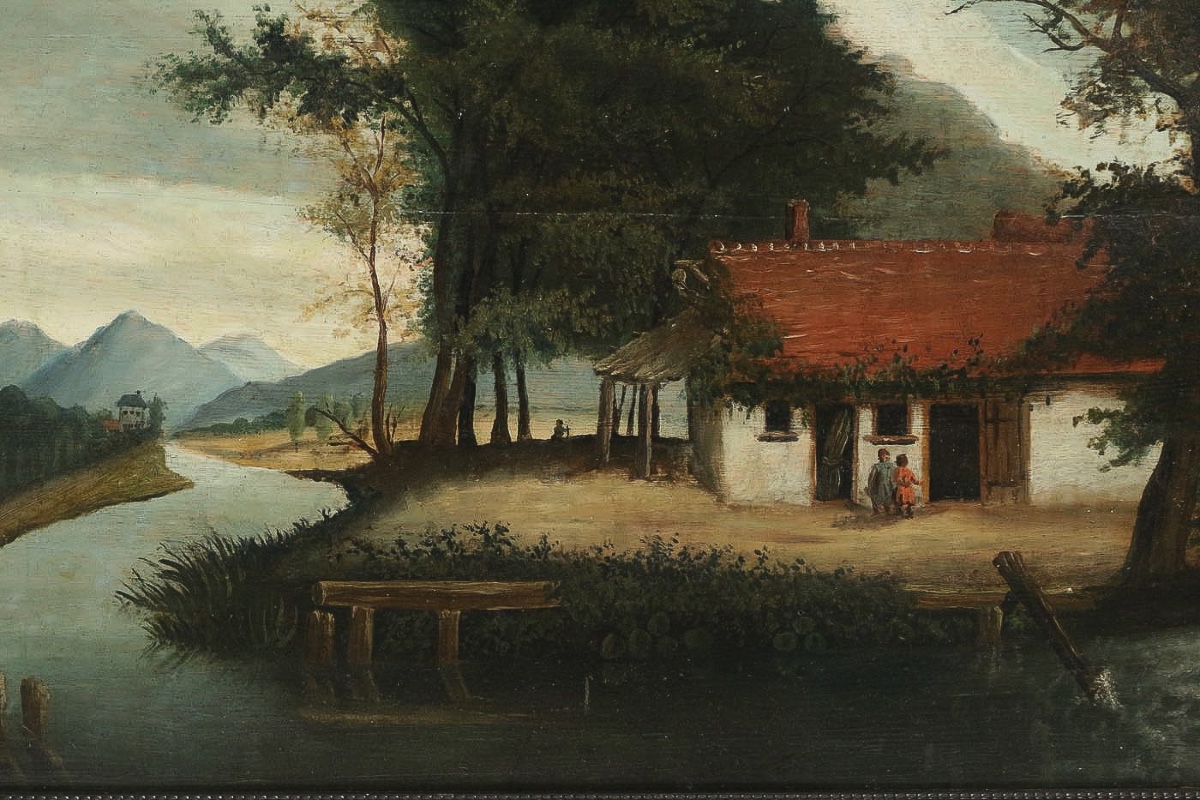 école Flamande Du XVIIIème Siècle, Huile Sur Bois, La Maison Au Bord De La Rivière-photo-2