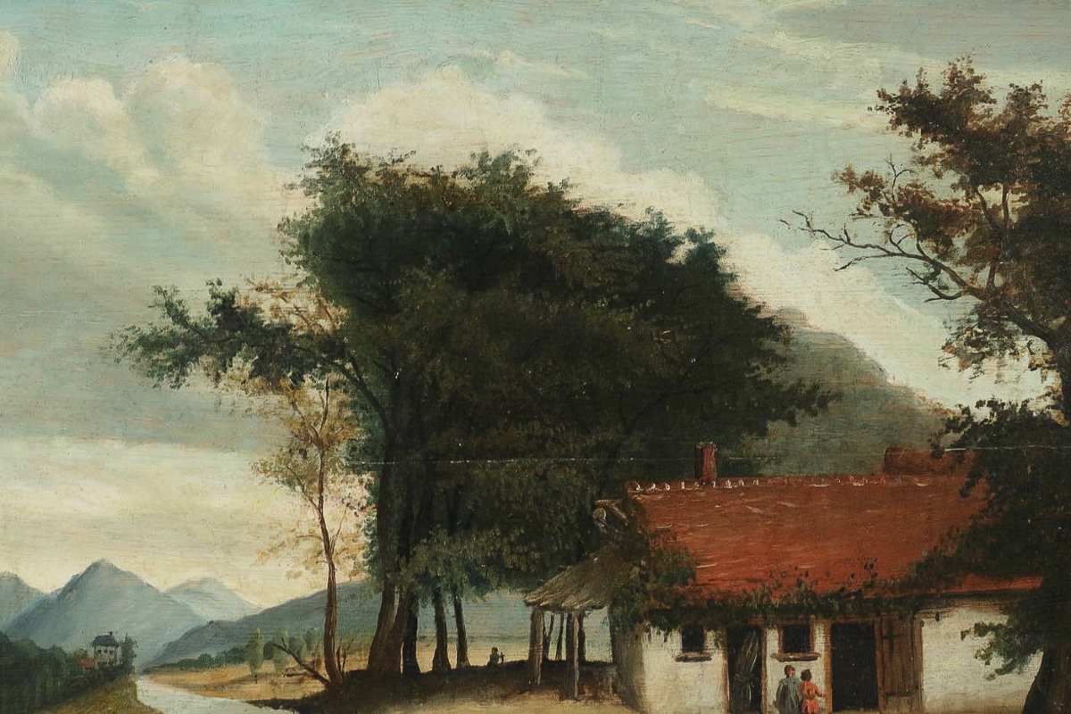 école Flamande Du XVIIIème Siècle, Huile Sur Bois, La Maison Au Bord De La Rivière-photo-3