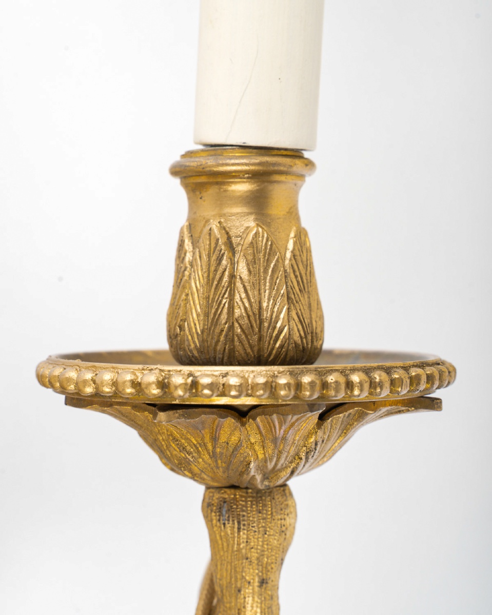 Série de quatre appliques en Bronze Ciselé à deux Bras de Lumières Italie vers 1850-photo-1