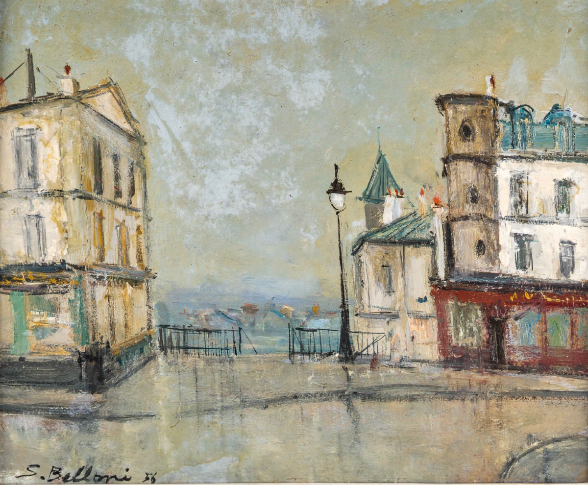 Serge Belloni (1925-2005) - Paris Le Belvedere Oil On Wood Circa 1956-photo-2