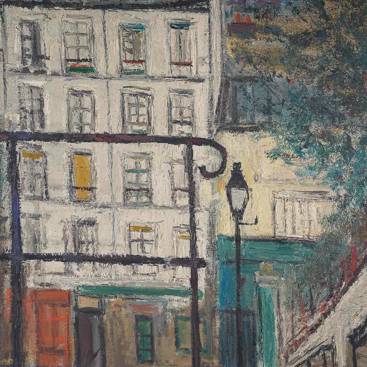 Serge Belloni (1925-2005), The Staircase On The Rue Du Calvaire In Montmartre, Oil On Canvas-photo-4