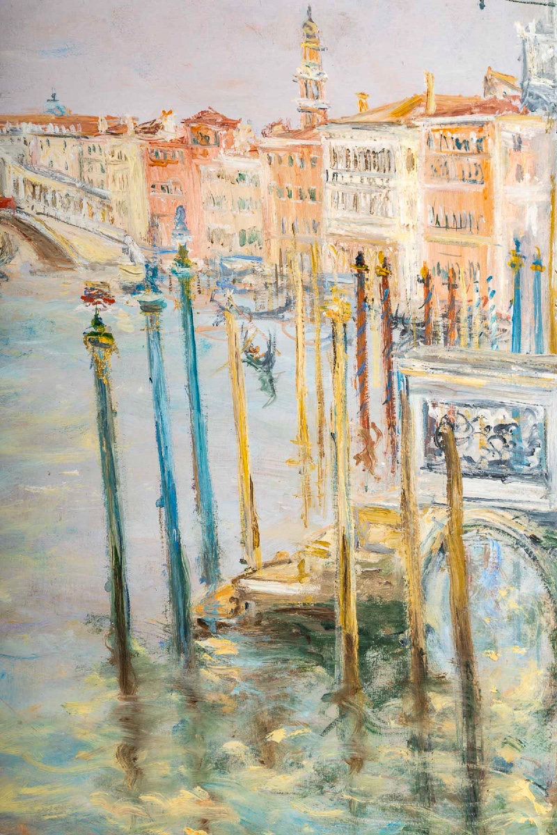 Serge Belloni (1925-2005) - The Rialto And The Gondolas On The Grand Canal Oil On Panel-photo-2