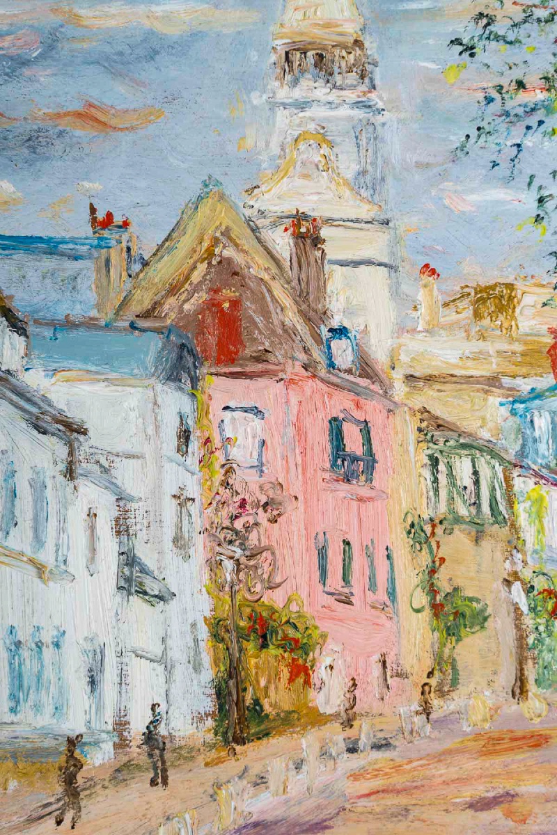 Serge Belloni (1925-2005) - Montmartre Rue de l’abreuvoir au printemps huile sur bois vers 1980-photo-2