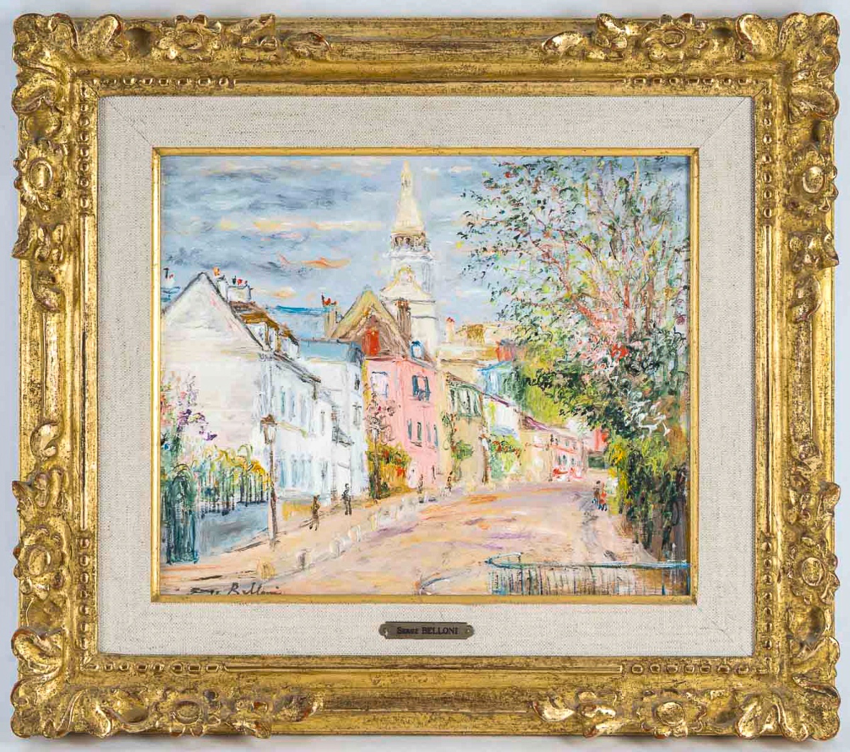 Serge Belloni (1925-2005) - Montmartre Rue de l’abreuvoir au printemps huile sur bois vers 1980-photo-6