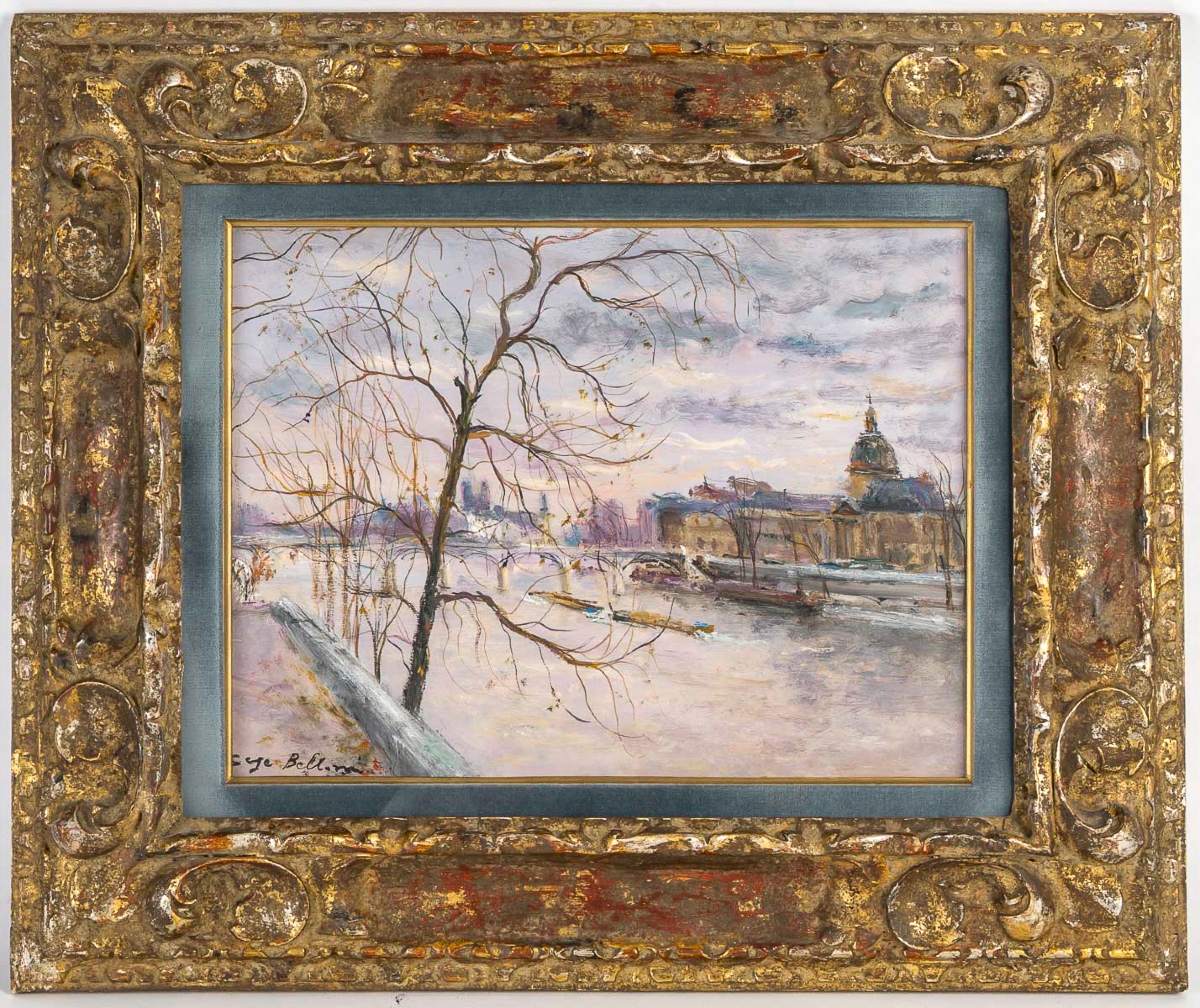 Serge Belloni (1925-2005) - Le Pont des Arts et l’Institut huile sur panneau vers 1980