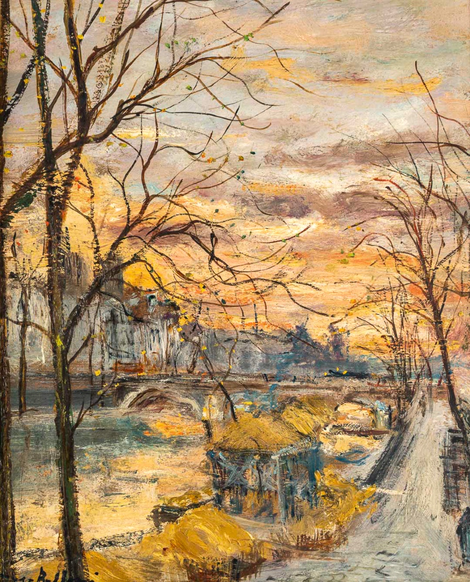 Serge Belloni (1925-2005) - Paris Autumn Light On île Saint-louis Oil On Panel Circa 1980-photo-2