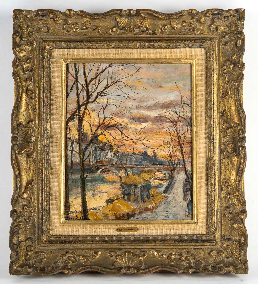 Serge Belloni (1925-2005) - Paris Autumn Light On île Saint-louis Oil On Panel Circa 1980