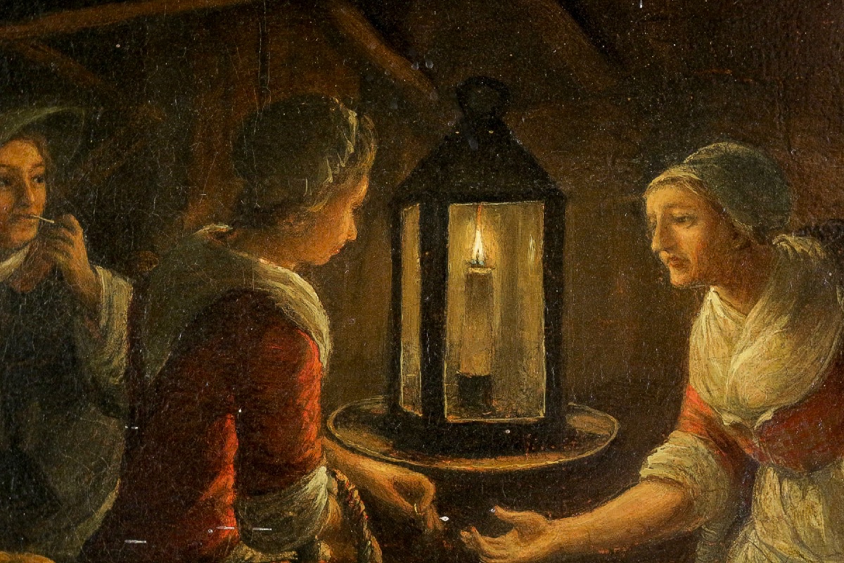 Petrus Van Schendel (1806-1870) - The Fish Market At Avond, Oil On Canvas, Circa 1840-1850-photo-1