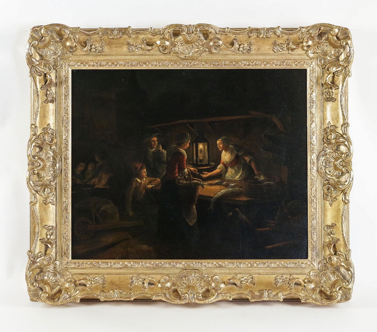 Petrus Van Schendel (1806-1870) - The Fish Market At Avond, Oil On Canvas, Circa 1840-1850