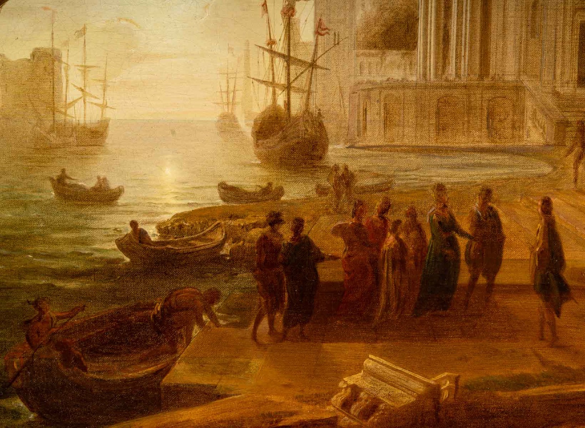 19th Century French School After Claude Gellée Dit Le Lorrain The Disembarkation Of Cleopatra-photo-4