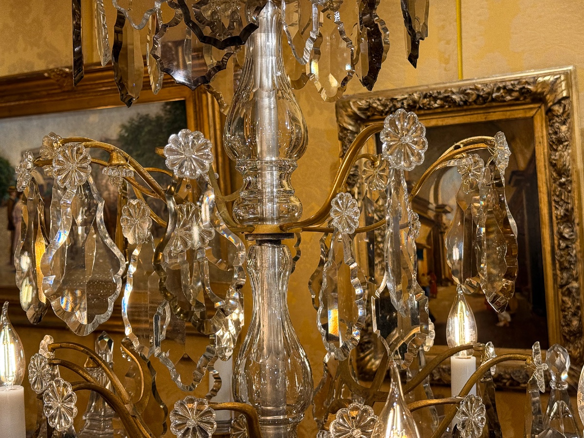 Signed Baccarat Louis XV Style Chandelier In Gilt Bronze And Cut Crystal, Circa 1880-1890-photo-3