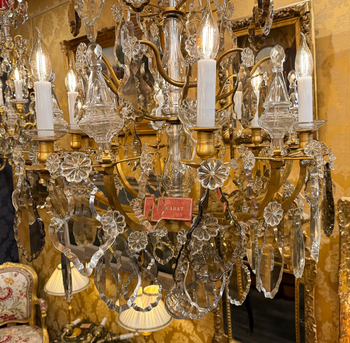 Signed Baccarat Louis XV Style Chandelier In Gilt Bronze And Cut Crystal, Circa 1880-1890-photo-1