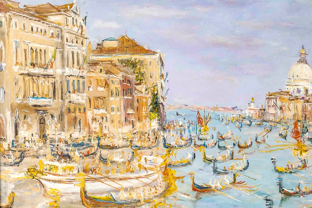 Serge Belloni (1925-2005) - Venice The Regatta On The Grand Canal Oil On Canvas, Circa 1980-photo-4