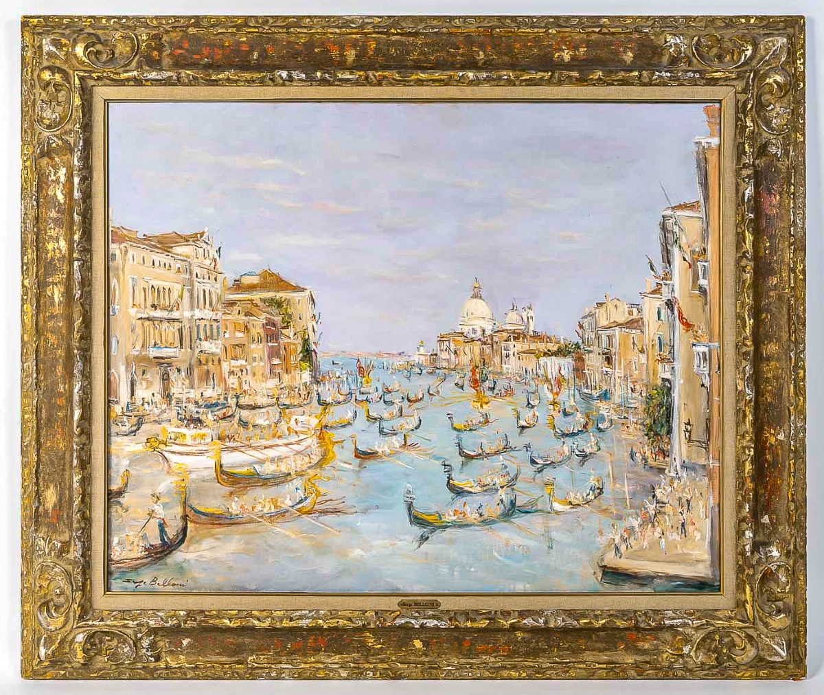 Serge Belloni (1925-2005) - Venice The Regatta On The Grand Canal Oil On Canvas, Circa 1980-photo-5
