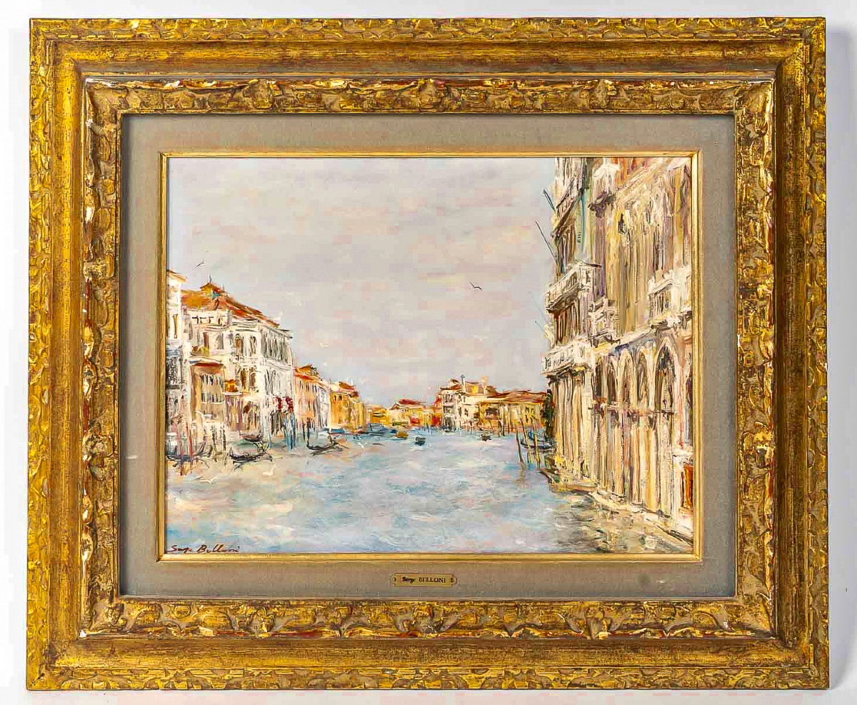 Serge Belloni (1925-2005) - Venice And Its Palaces On The Grand Canal Oil On Panel Circa 1980-photo-4
