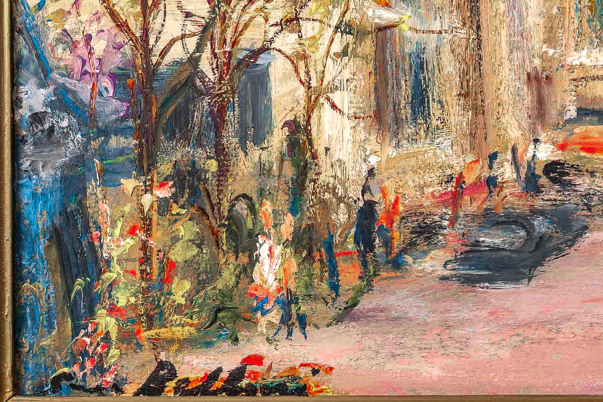 Serge Belloni (1925-2005) - Paris The Flower Quays Oil On Wood Circa 1980-photo-3