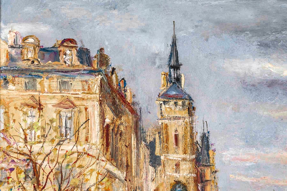 Serge Belloni (1925-2005) - Paris The Flower Quays Oil On Wood Circa 1980-photo-1