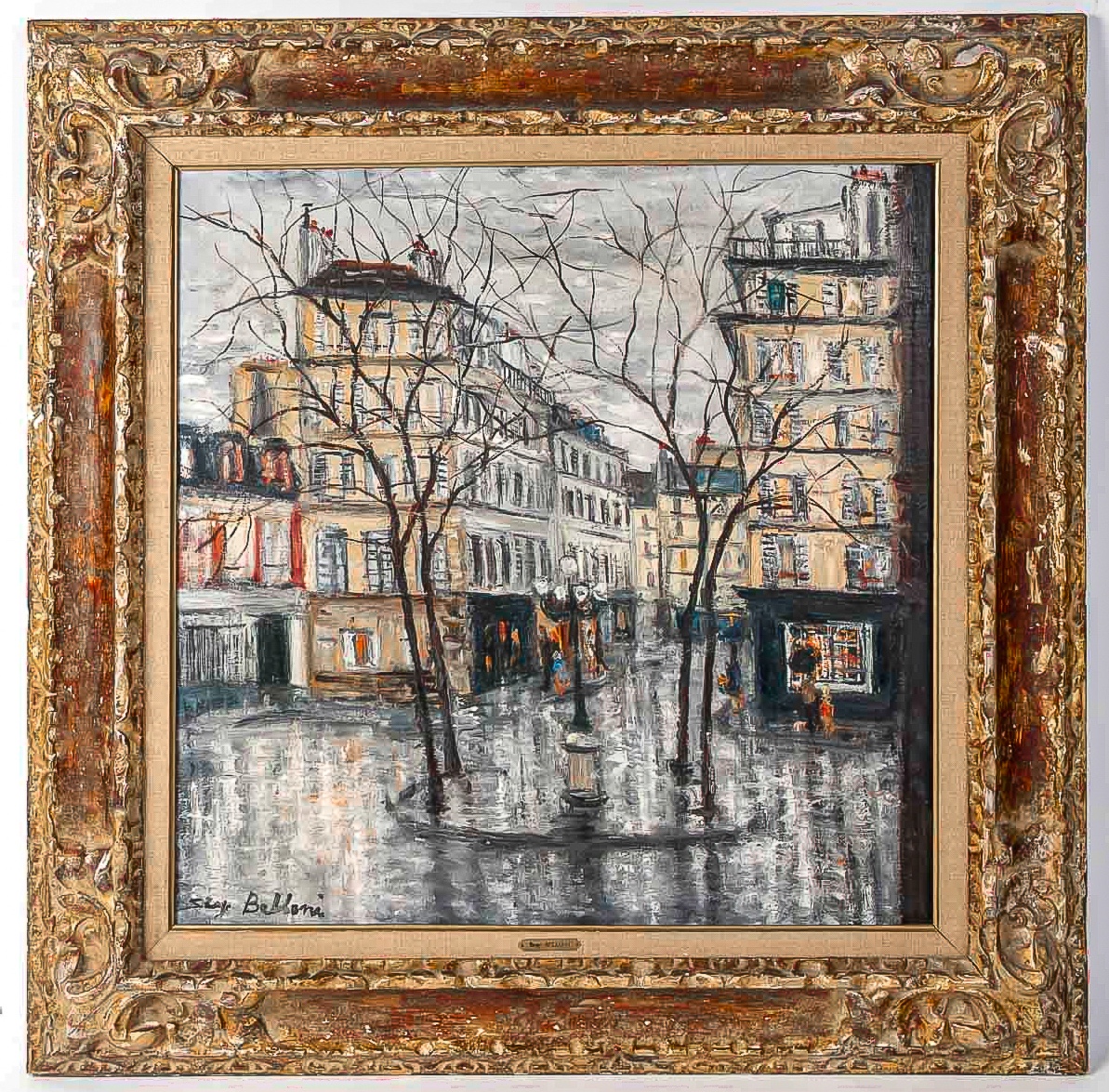 Serge Belloni (1925-2005) - Place Furstenberg In The Rain Oil On Canvas Circa 1970-photo-5