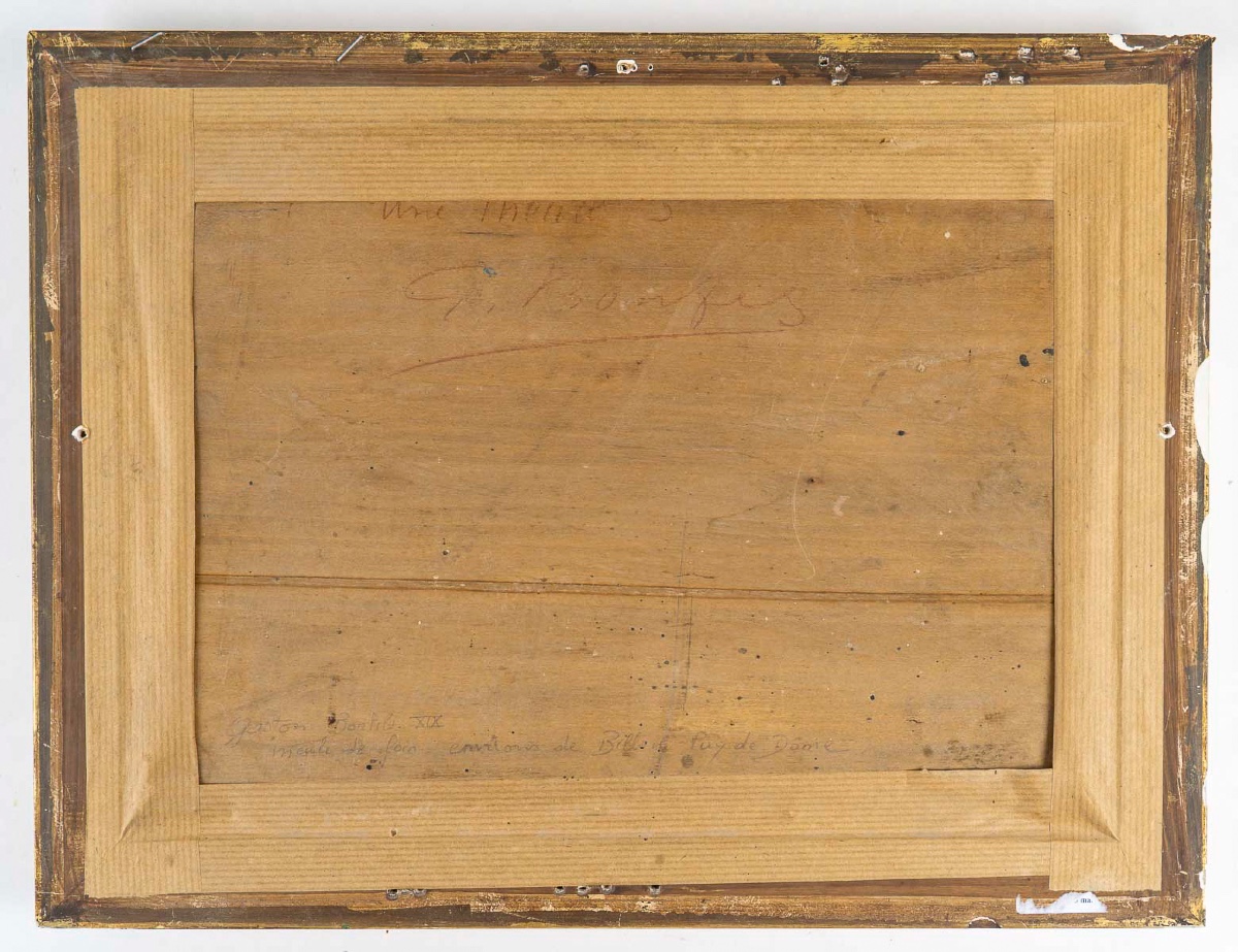 Gaston Bonfils (1855-1946) - La Meule de Foin, huile sur bois, vers 1880-1900-photo-3