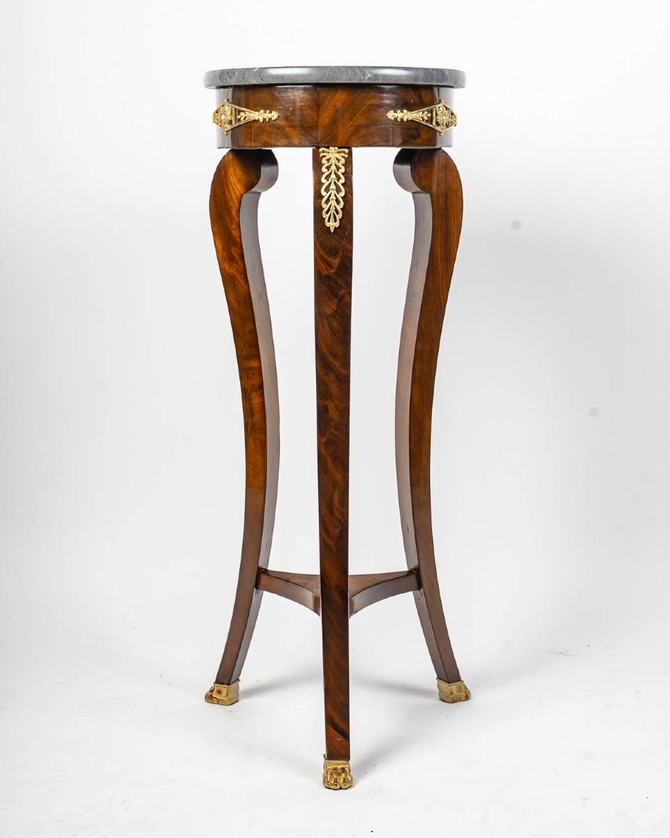 Sellette en acajou et placage d’acajou, dessus de marbre Turquin, époque Empire vers 1810-photo-5