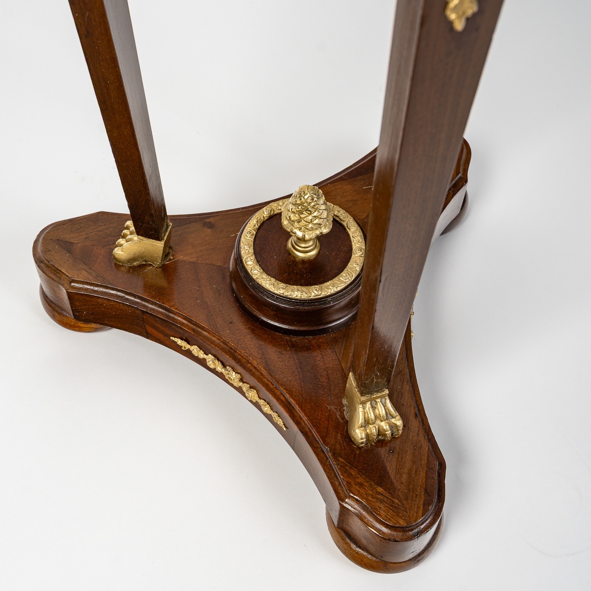 Mahogany And Mahogany Veneer Pedestal With Vert De Mer Marble Top, Empire Style Circa 1870-photo-3