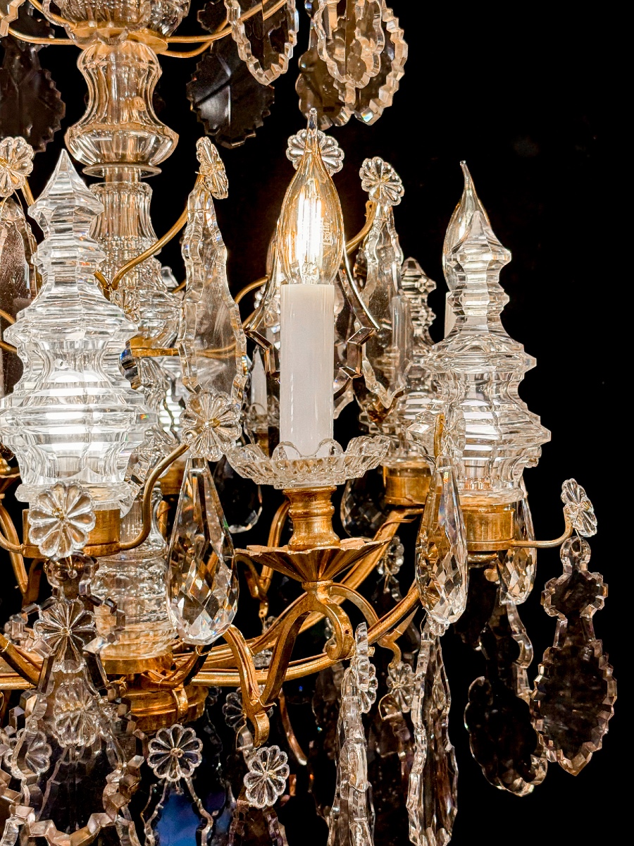 Louis XV Style Chandelier In Gilt Bronze And Cut Crystal Signed By Baccarat, Circa 1880-1890-photo-2
