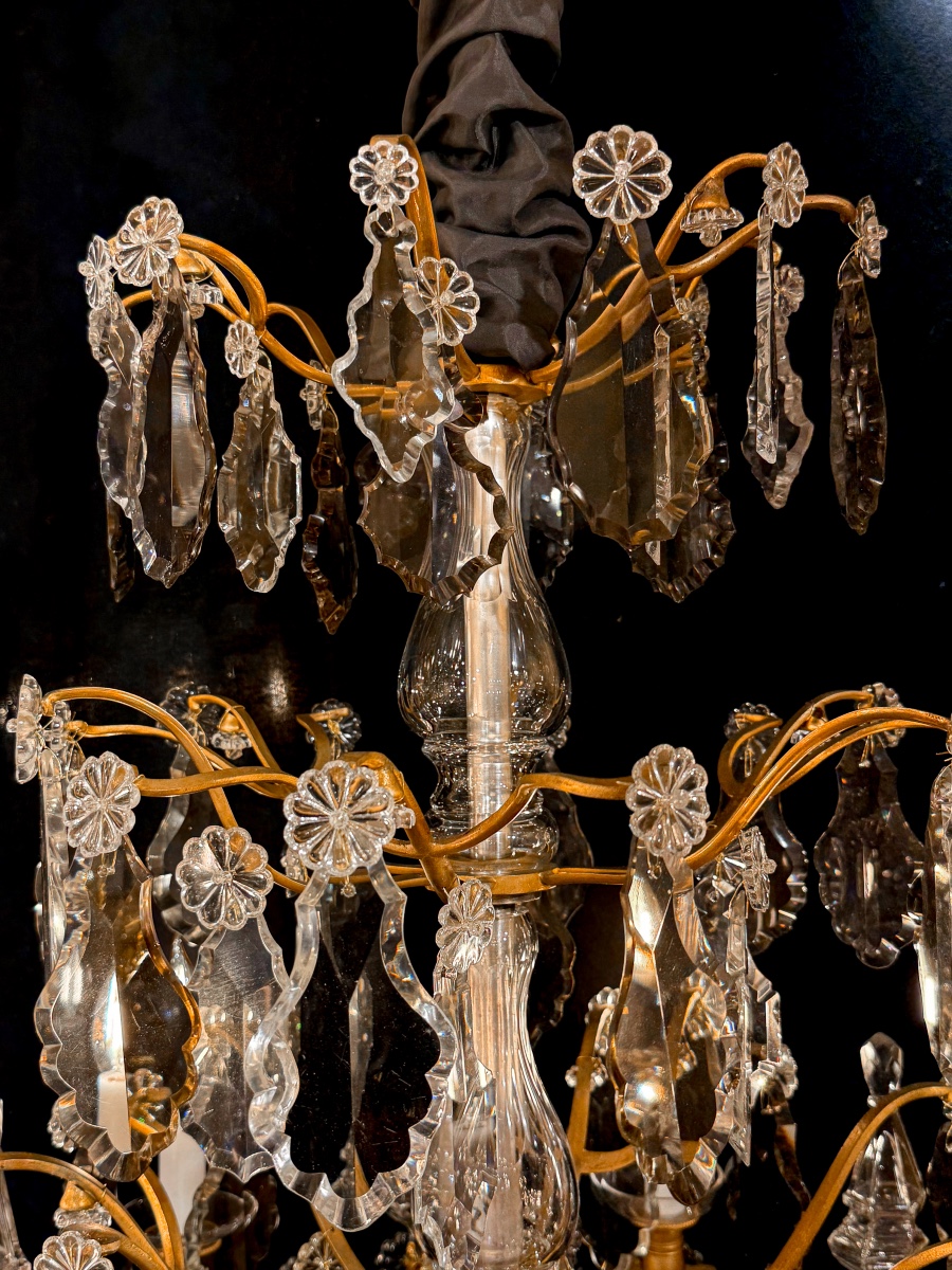Louis XV Style Baccarat Chandelier In Gilt Bronze And Cut Crystal, Circa 1880-1890-photo-2