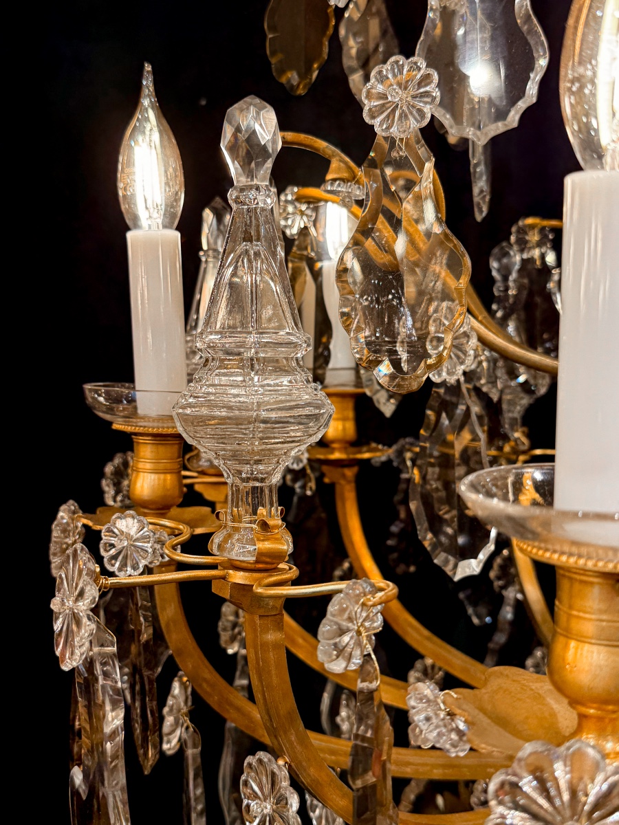 Louis XV Style Baccarat Chandelier In Gilt Bronze And Cut Crystal, Circa 1880-1890-photo-4