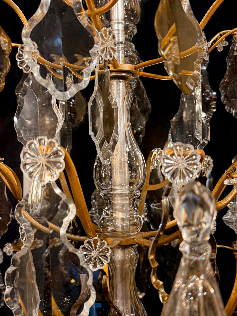 Louis XV Style Baccarat Chandelier In Gilt Bronze And Cut Crystal, Circa 1880-1890-photo-2