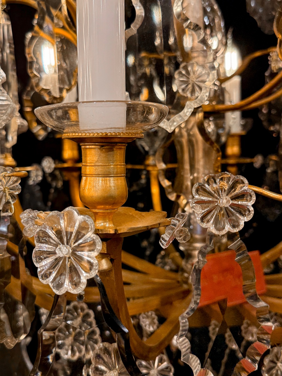 Louis XV Style Baccarat Chandelier In Gilt Bronze And Cut Crystal, Circa 1880-1890-photo-3