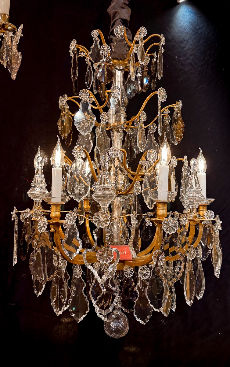 Louis XV Style Baccarat Chandelier In Gilt Bronze And Cut Crystal, Circa 1880-1890