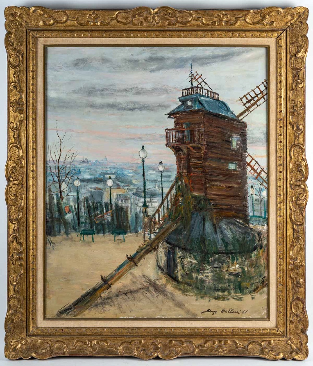 Serge Belloni (1925-2005) Le Moulin de la Galette huile sur toile vers 1961