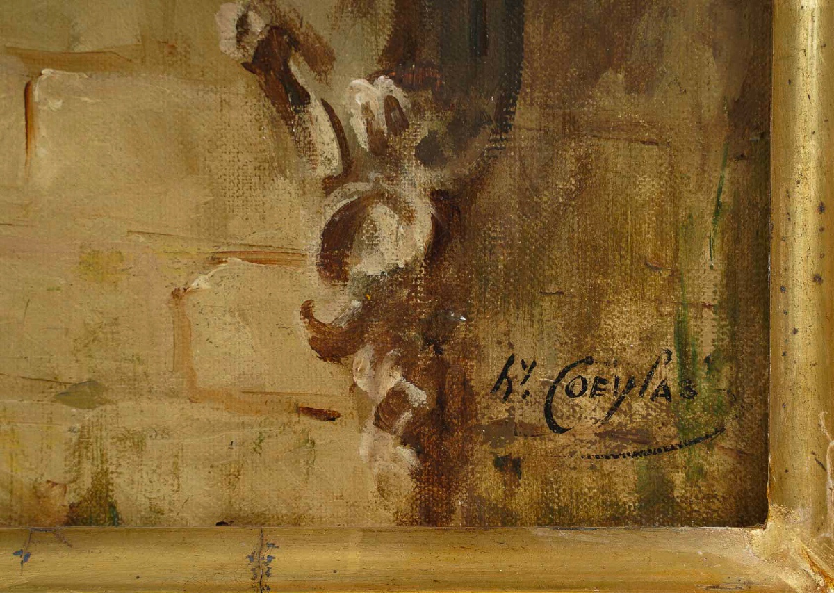Henry Coëylas (1844–1923) – Rural Gallantry, Oil On Canvas, C. 1880–1890-photo-3