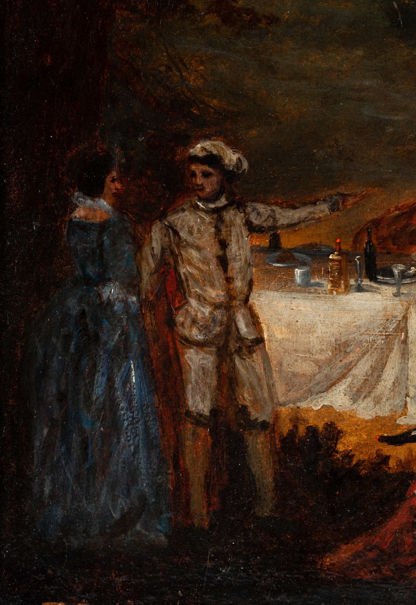 Banquet Champêtre École Française du XVIIIᵉ Siècle Huile sur Toile vers 1750-photo-3