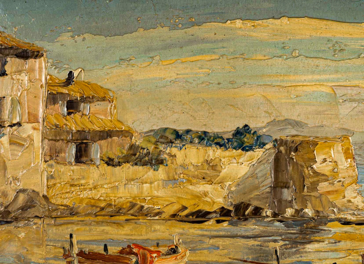 Louis Jacques Vigon (1897–1985) Vieux port de la Ponche Saint-Tropez, huile sur panneau 1950-photo-4