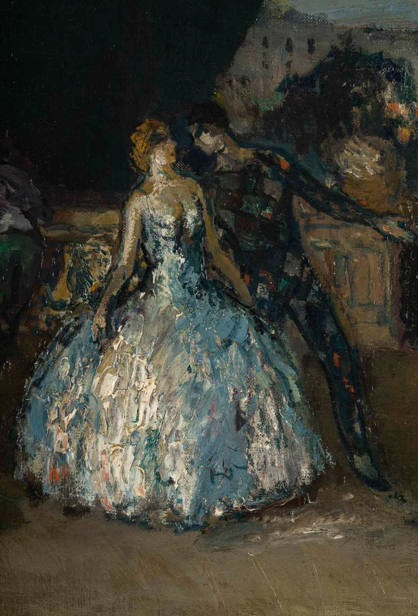 Marcel Cosson (1878–1956) Harlequin And Columbine At The Venice Carnival Oil On Canvas 1900-photo-4