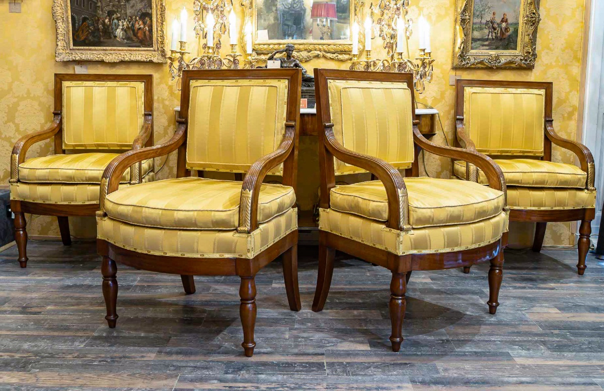 François Honoré Jacob (1770-1841) Suite de Quatre grands fauteuils en acajou d’époque Empire-photo-7
