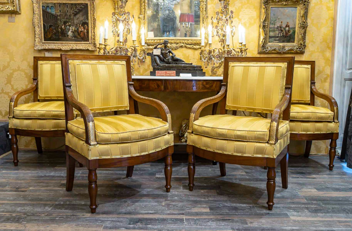 François Honoré Jacob (1770-1841) Suite de Quatre grands fauteuils en acajou d’époque Empire