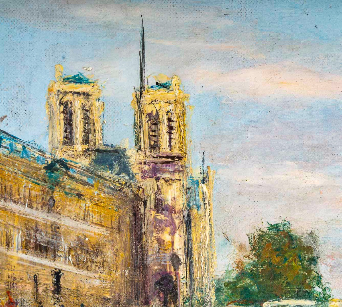 Serge Belloni (1925-2005) - Paris The Pont Saint Michel And Notre-dame Oil On Canvas Circa 1970-photo-2