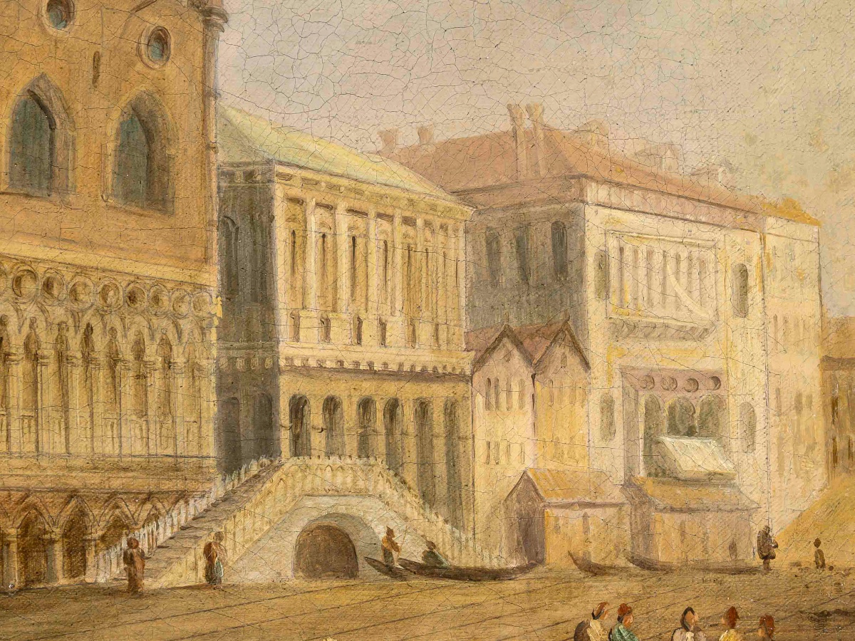 View Of The Piazetta Of Venice, Oil On Canvas, Italian School, Circa 1820–1850-photo-4