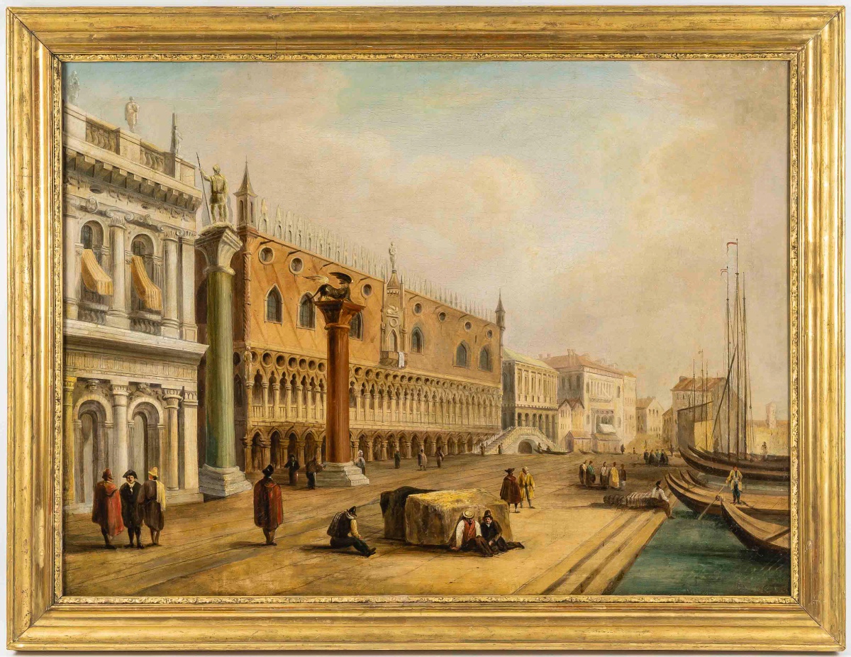 View Of The Piazetta Of Venice, Oil On Canvas, Italian School, Circa 1820–1850