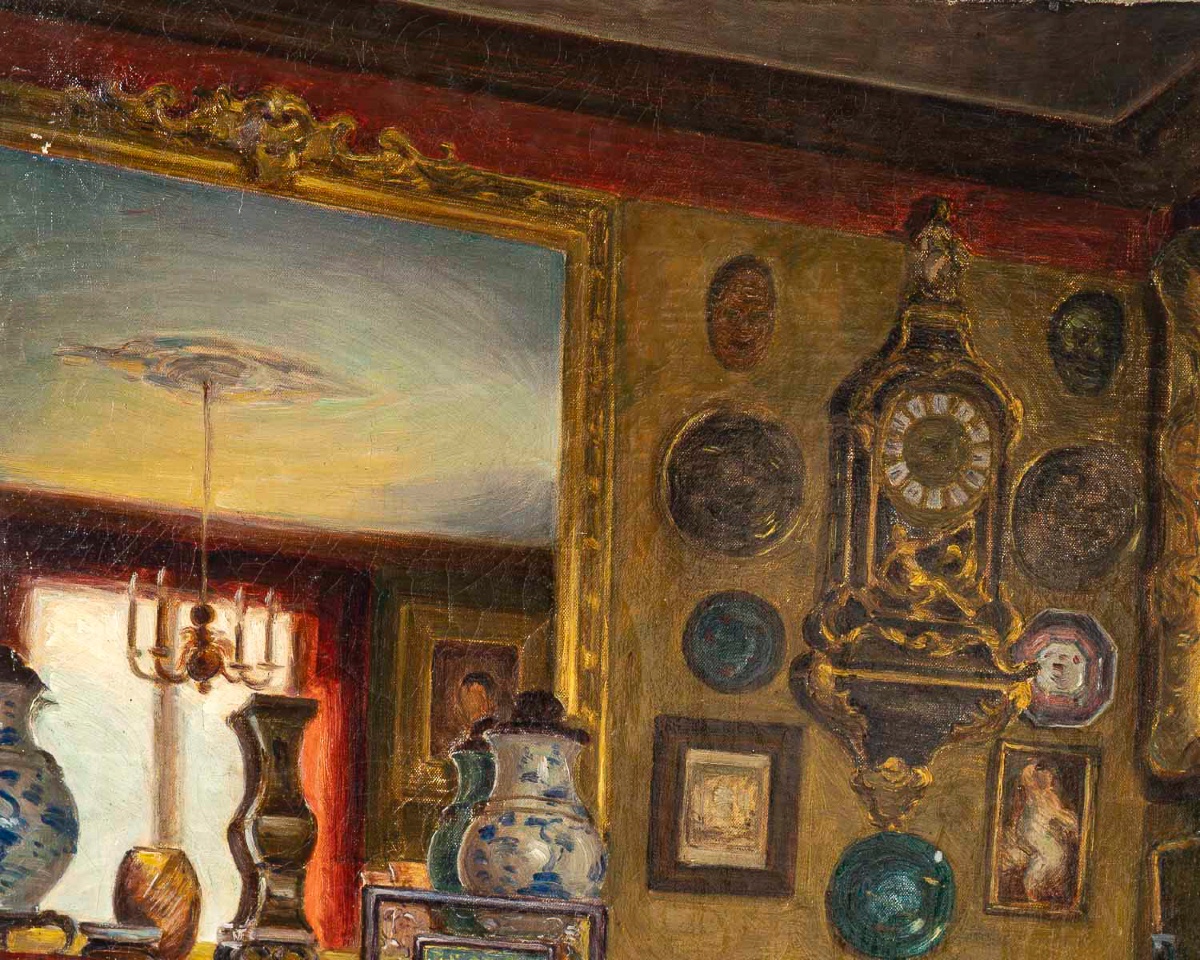 Pierre Bracquemond (1870–1926) Intérieur d’un Collectionneur Parisien Huile sur Toile vers 1906-photo-2